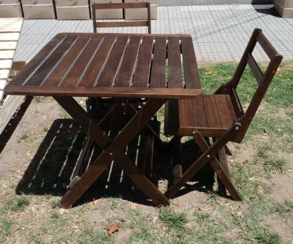 MESA Y SILLAS PLEGABLES GUATAMBU LUSTRADAS - Imagen 2