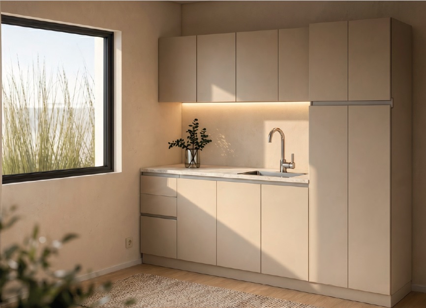 MUEBLES DE COCINA LINEA SIMPLE SIN MANIJAS