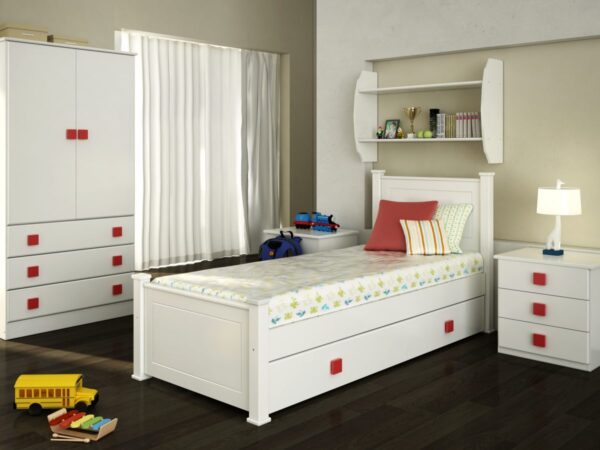 CAMA 1 PLAZA RECTA LACA BLANCA - Imagen 2