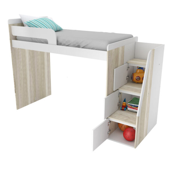 CAMA PUENTE MELAMINA CON ESCALERA LATERAL 80 o 90 CM - Imagen 3