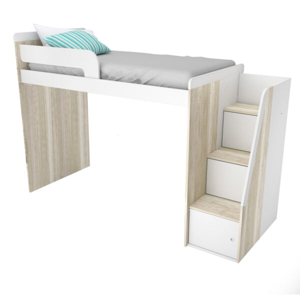 CAMA PUENTE MELAMINA CON ESCALERA LATERAL 80 o 90 CM - Imagen 2