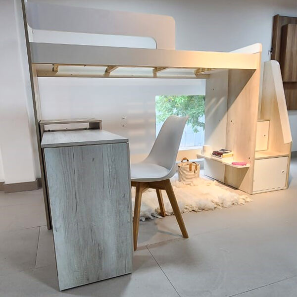 CAMA PUENTE MELAMINA CON ESCALERA LATERAL 80 o 90 CM - Imagen 4