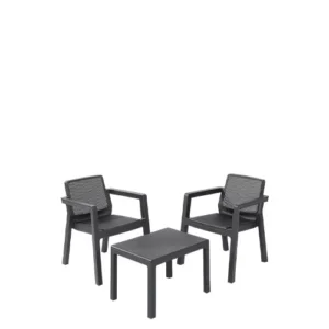 JUEGO JARDIN EMILY GRAFITO x 3 o x 4 PIEZAS SIMIL RATAN