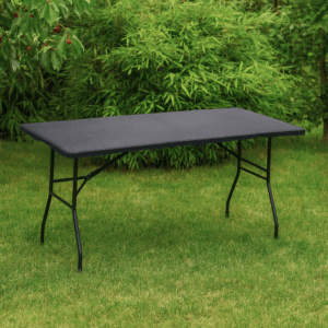 MESA PLEGABLE NEGRA SIMIL RATAN 1.80 M