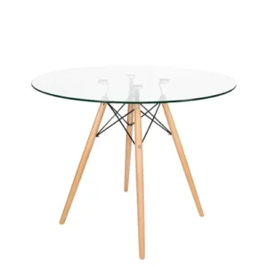 MESA EAMES REDONDA 1 M VIDRIO/BLANCA/NEGRA