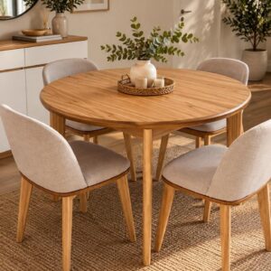 MESA REDONDA 1.20 M FIJA O EXTENSIBLE + SILLAS NAPOLES